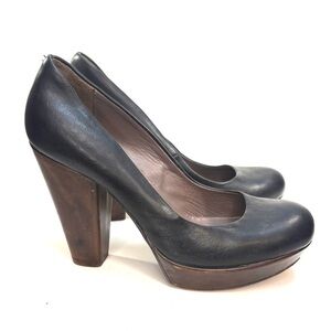 MoMa Black Leather Platform Heels | 38